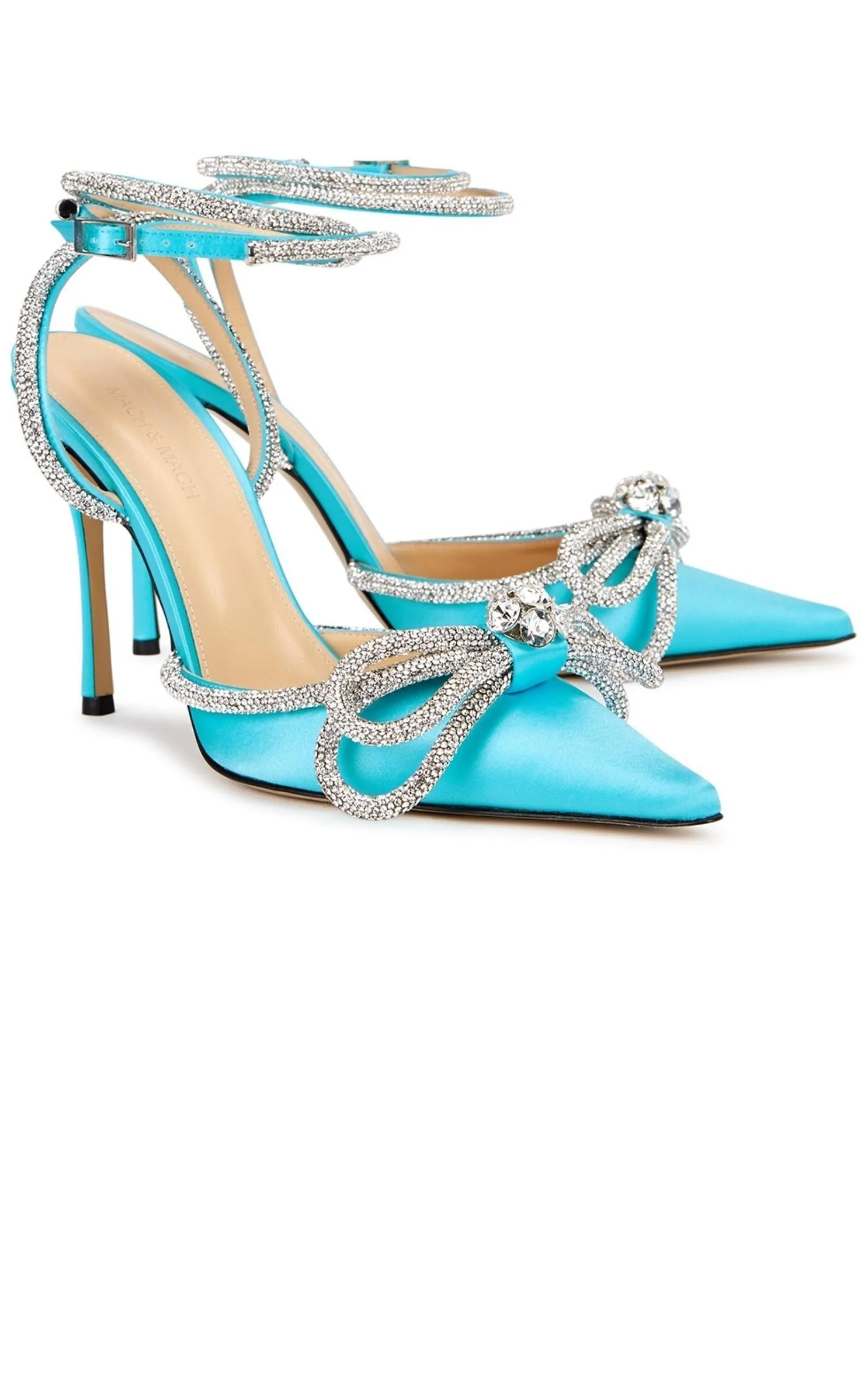 Crystal-embellished Satin Pumps
