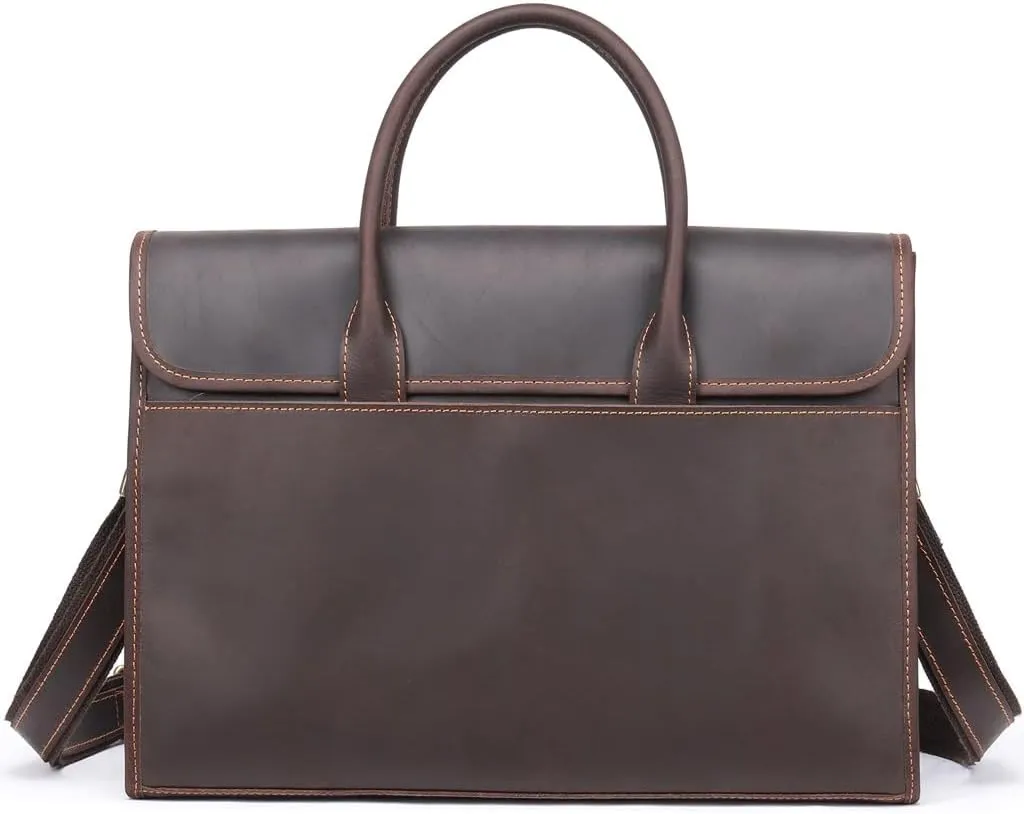 CSCDD Crazy Horse Leather Large Capacity Tote 2 Business Briefcase Men's Bag