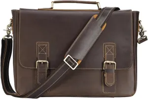 CSCDD Tote Men's Business Bag Crazy Horse Leather Briefcase Shoulder Bag Large Men's Bag