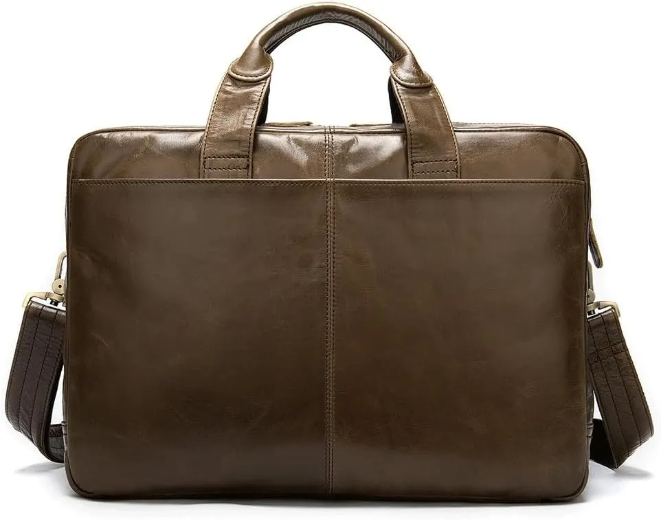 CSCDD Vintage Leather Bag Business Handbag Men's shoulder Briefcase Computer Bag