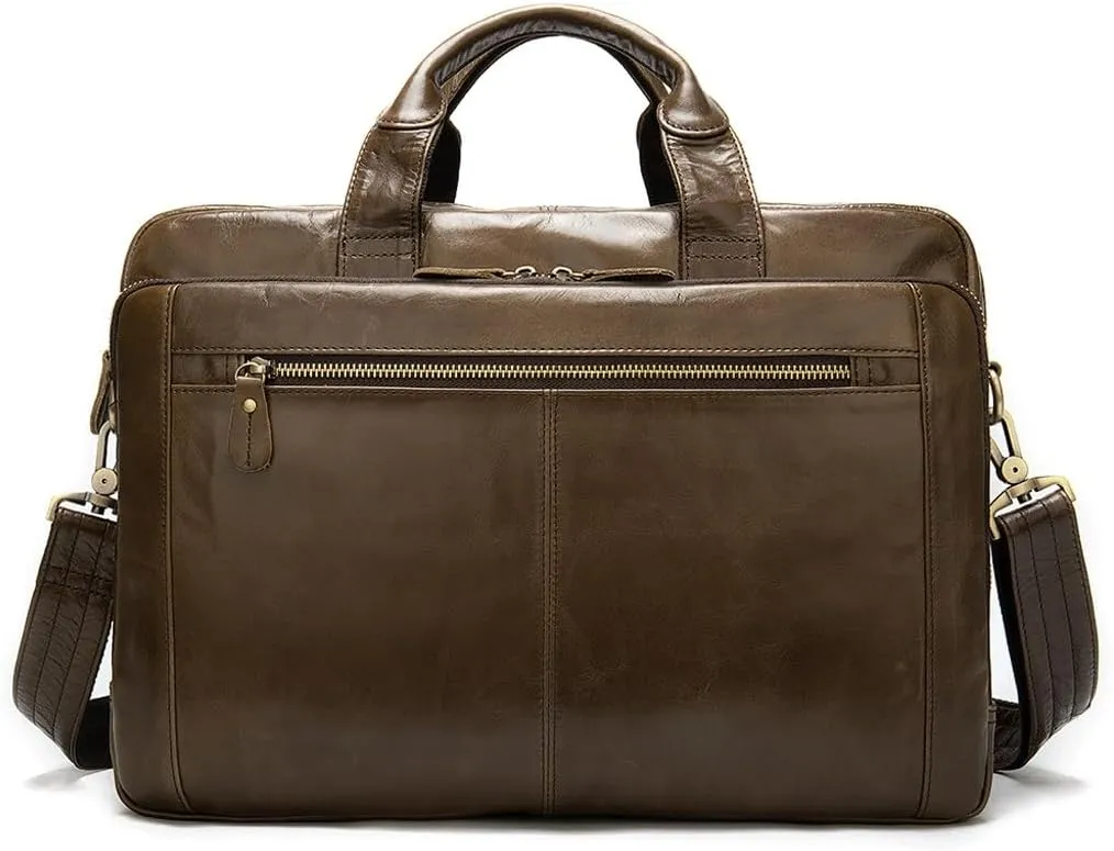 CSCDD Vintage Leather Bag Business Handbag Men's shoulder Briefcase Computer Bag