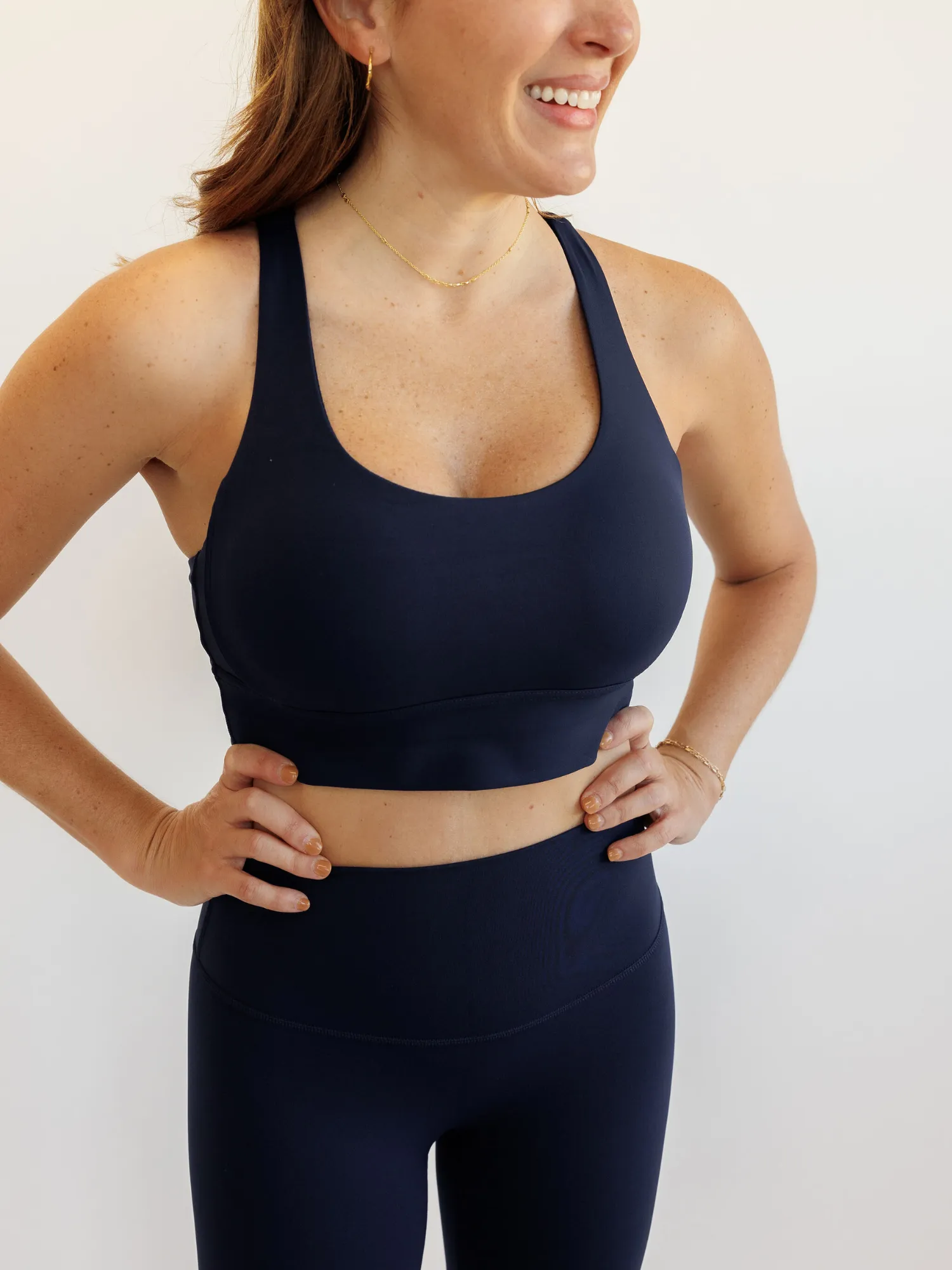 Deep Sea Blue "Amelia" Strappy Back Sports Bra