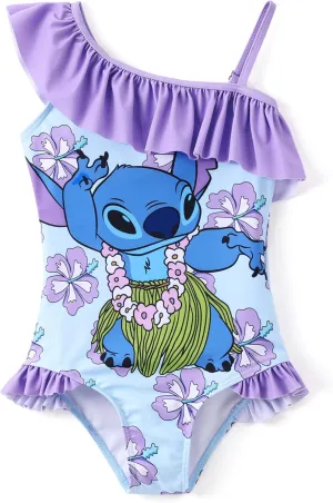 Disney Mickey and Friends Girls One Piece Swimsuits Ruffles Swimwear Beach Sport Bathing Suit