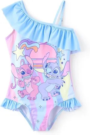 Disney Mickey and Friends Girls One Piece Swimsuits Ruffles Swimwear Beach Sport Bathing Suit