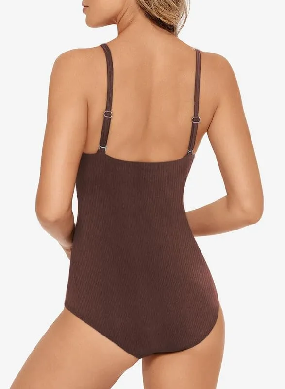 Dokotoo Women's One-Piece Swimsuits Adjustable Strap Cutout Monokini Padded Tummy Control Slimming Swimwear Bathing Suits