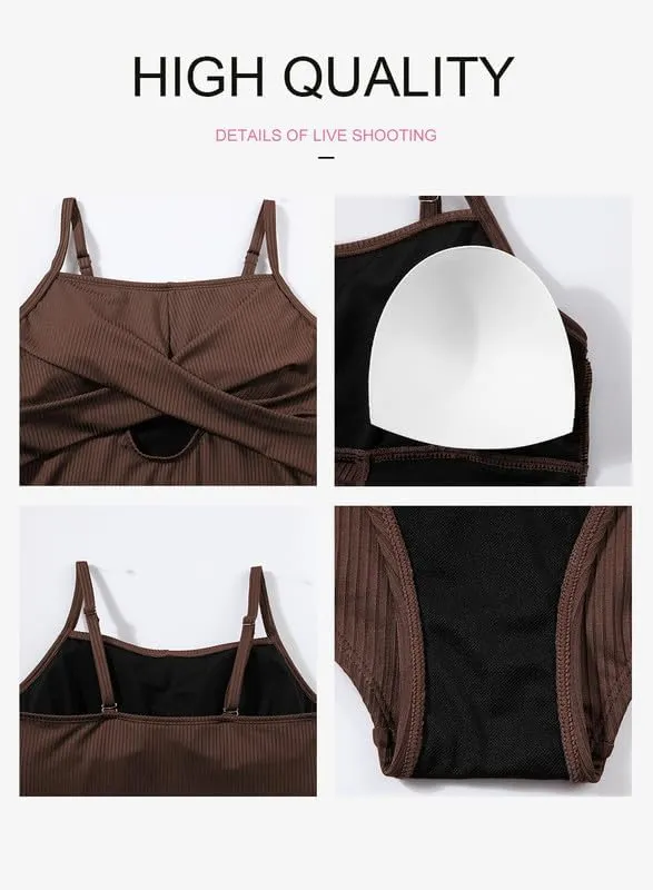 Dokotoo Women's One-Piece Swimsuits Adjustable Strap Cutout Monokini Padded Tummy Control Slimming Swimwear Bathing Suits