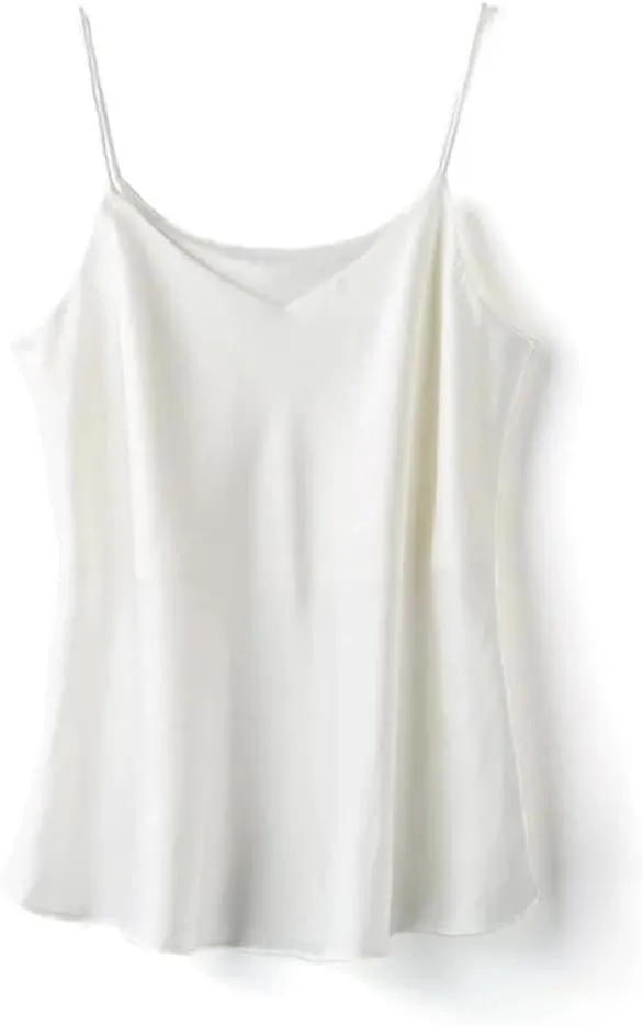 Double-Layer Silk Camisole for Women, Mulberry Silk Bandeau, Sexy V-Neck Tanks and Camis, Summer Vest,