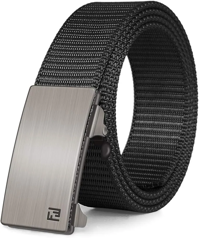 FAIRWIN Men's Ratchet Web Belt,1.25 inch Nylon Automatic Buckle,No Holes Invisible Belts for Men Jeans Pants