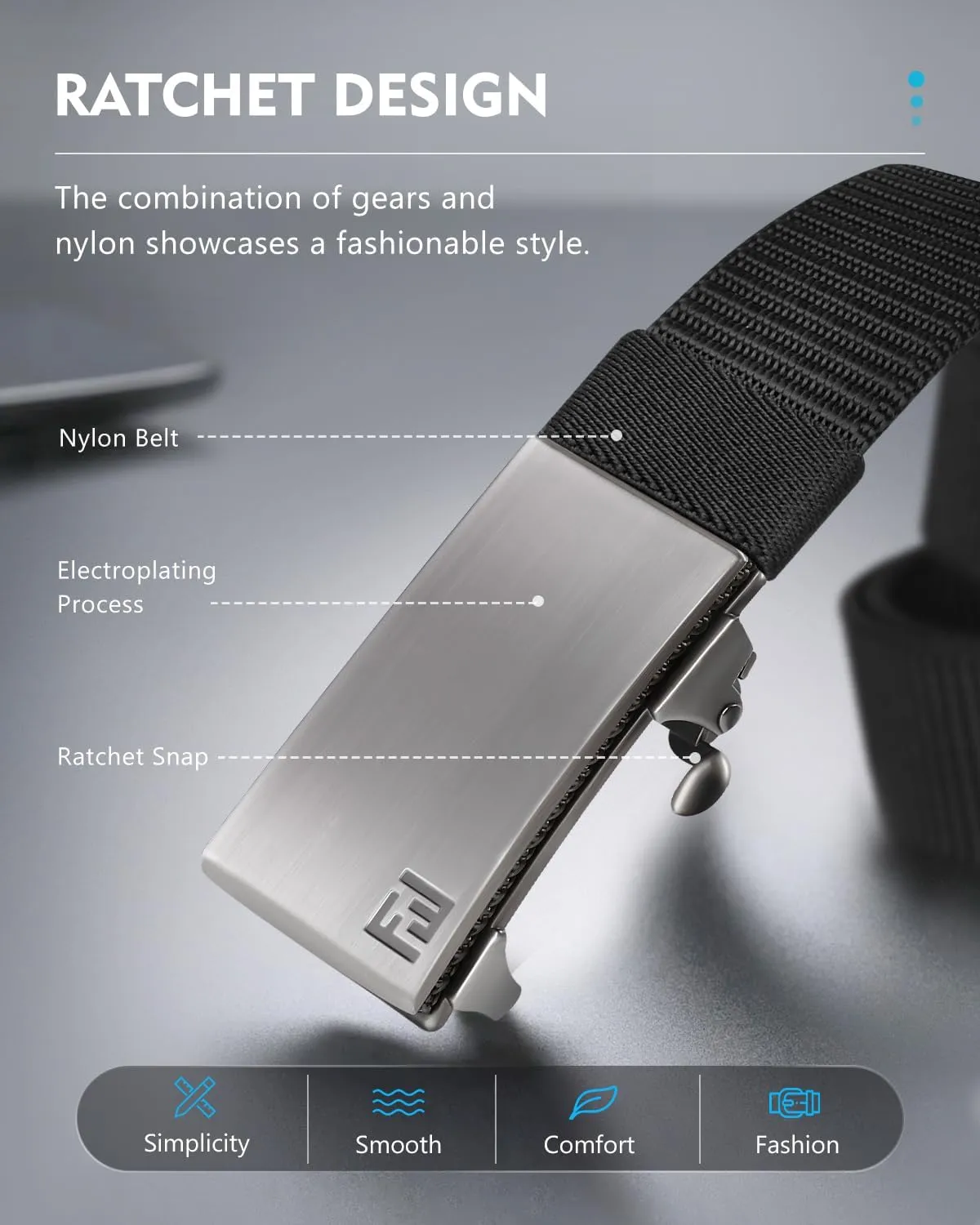 FAIRWIN Men's Ratchet Web Belt,1.25 inch Nylon Automatic Buckle,No Holes Invisible Belts for Men Jeans Pants