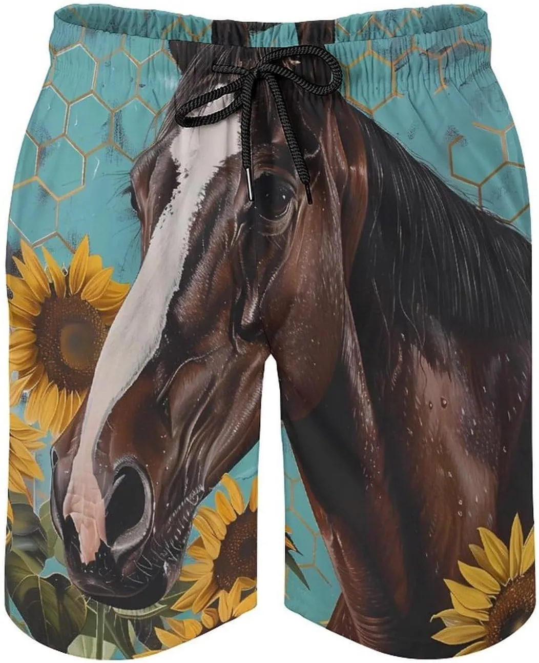 Farmhouse Farm Horse Men's Swim Trunks Quick Dry Board Shorts Breathable Summer Beach Shorts Bathing Suits