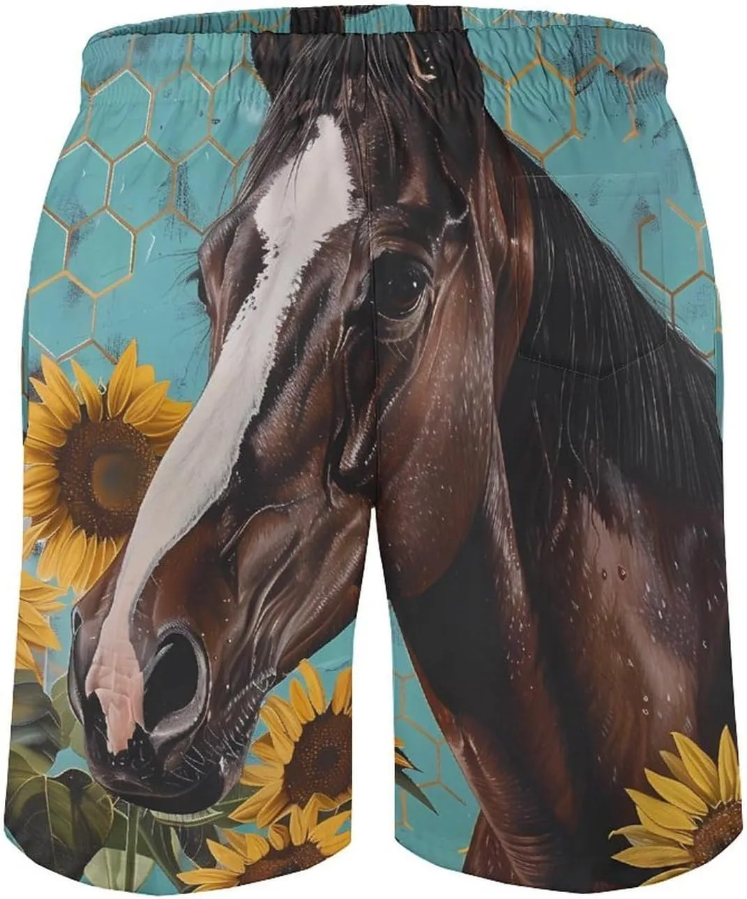 Farmhouse Farm Horse Men's Swim Trunks Quick Dry Board Shorts Breathable Summer Beach Shorts Bathing Suits