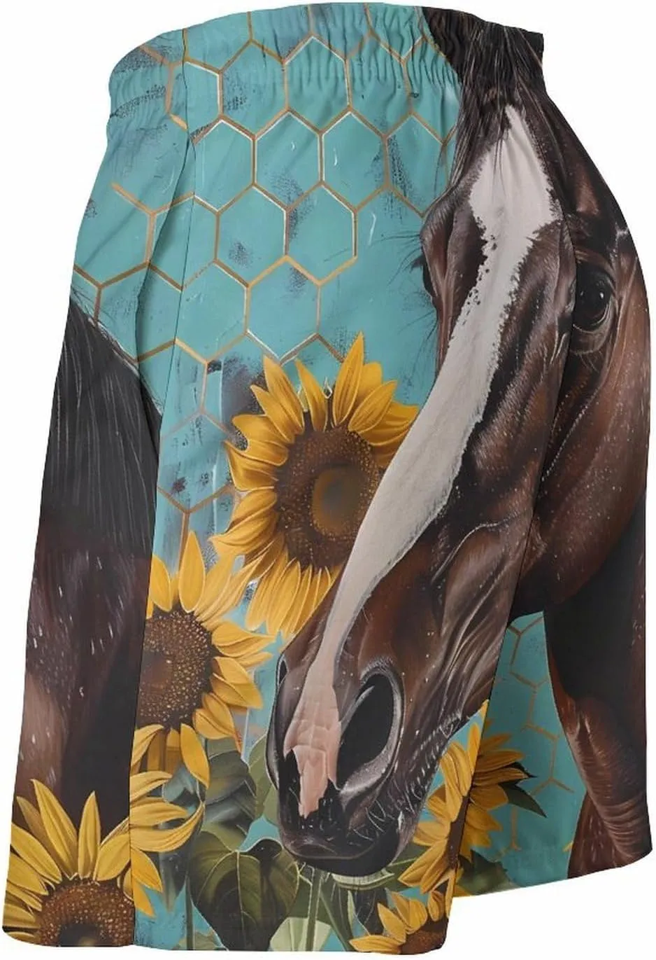 Farmhouse Farm Horse Men's Swim Trunks Quick Dry Board Shorts Breathable Summer Beach Shorts Bathing Suits