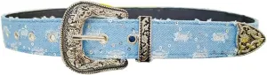 Fashion Denim Blue PU Leather Waist Belts Sequin for Women Ladies Cowgirl for Pants Jeans Dresse