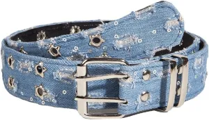 Fashion Denim Blue PU Leather Waist Belts Sequin for Women Ladies Cowgirl for Pants Jeans Dresse