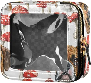 FRODOTGV Cartoon Boxer Dogs White Clear Small Makeup Bag for Purse Travel Toiletry Small Cosmetic Bags