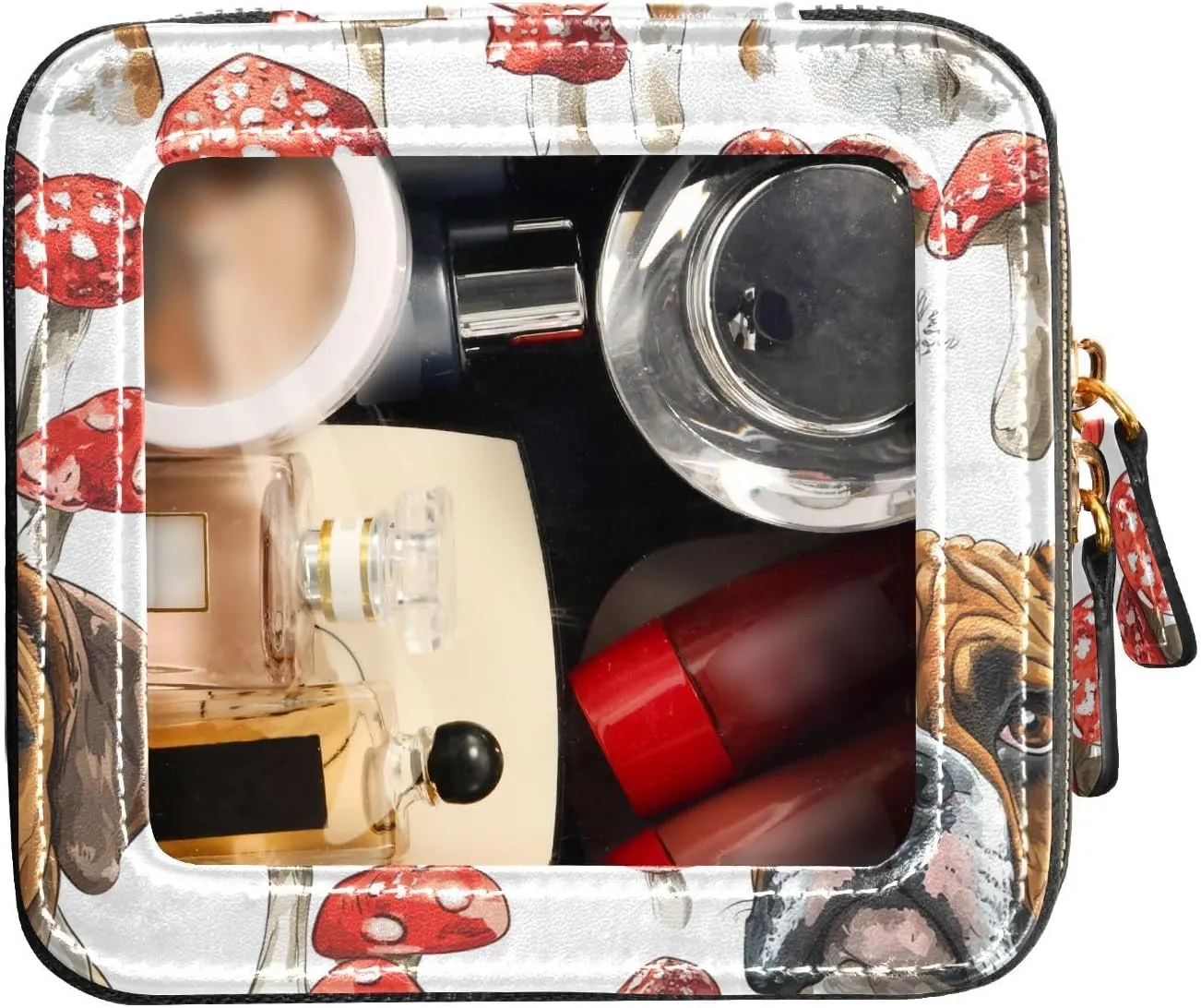 FRODOTGV Cartoon Boxer Dogs White Clear Small Makeup Bag for Purse Travel Toiletry Small Cosmetic Bags