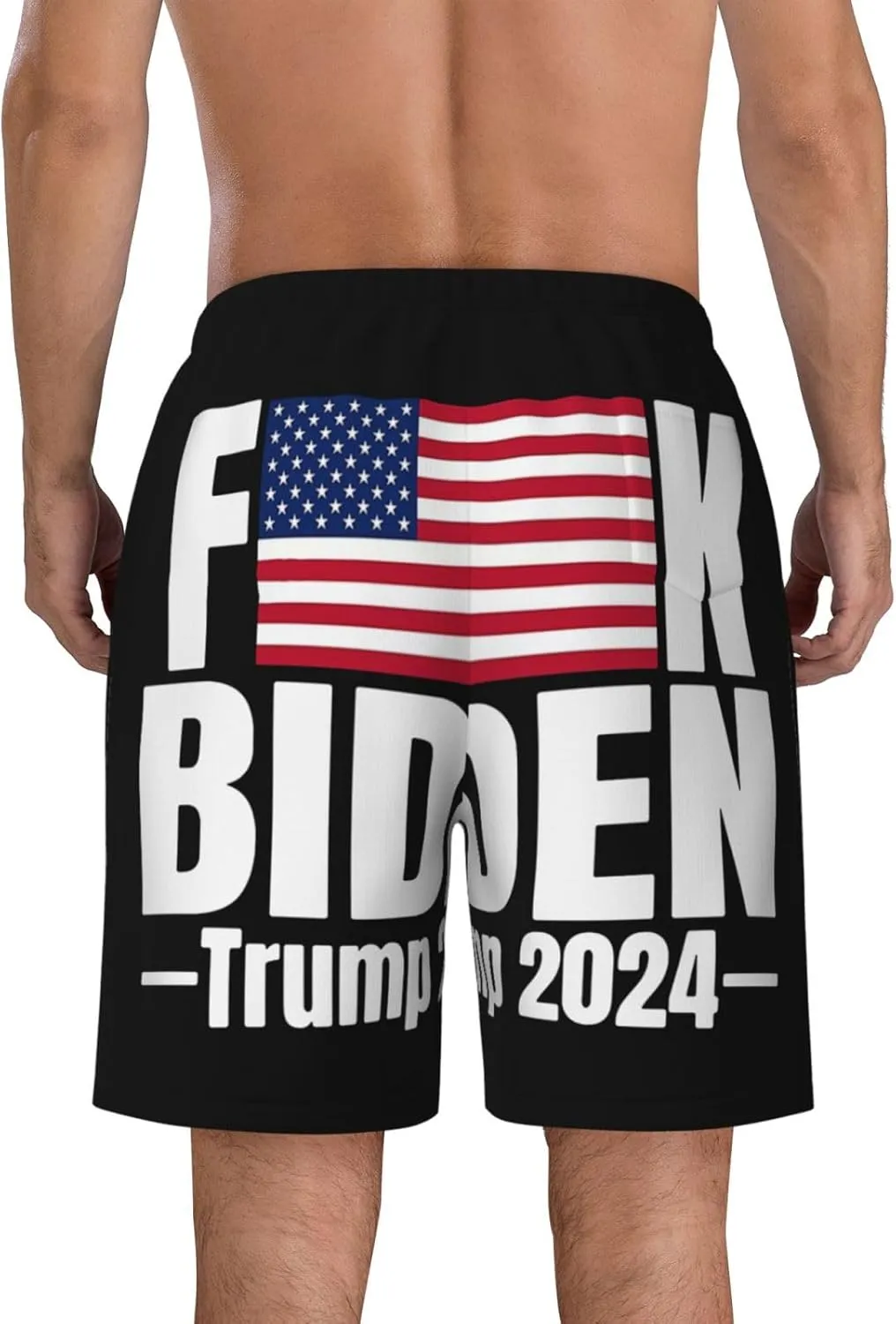 Fuck Biden American Flag Trump 2024 Trunks Man's Beach Shorts Quick Dry Shorts Board Shorts