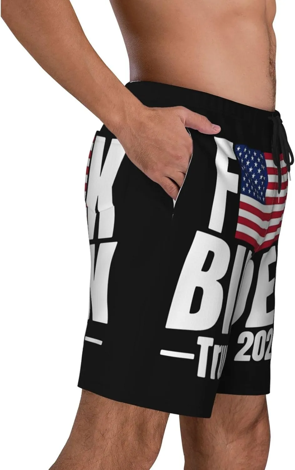 Fuck Biden American Flag Trump 2024 Trunks Man's Beach Shorts Quick Dry Shorts Board Shorts