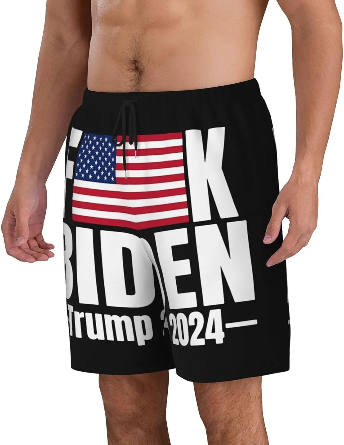 Fuck Biden American Flag Trump 2024 Trunks Man's Beach Shorts Quick Dry Shorts Board Shorts