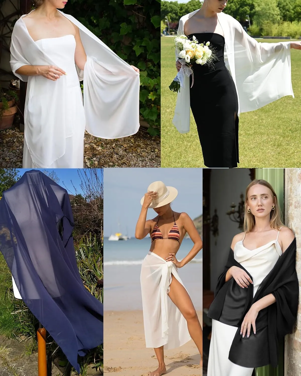 FURTALK Chiffon Shawl Wraps for Women Evening Dresses Soft Scarf Formal Wedding Bridal Scarves