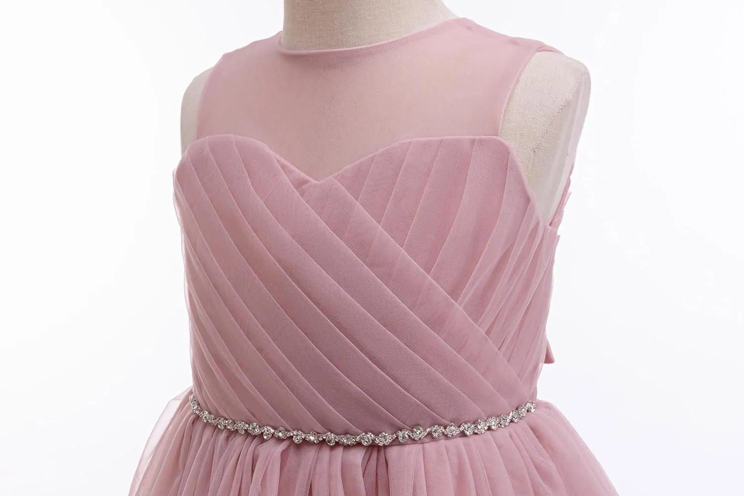Glamulice Flower Girls Vintage Rhinestones Tulle Tutu Dress A Line Little/Big Girl Wedding Birthday Formal Party Dresses