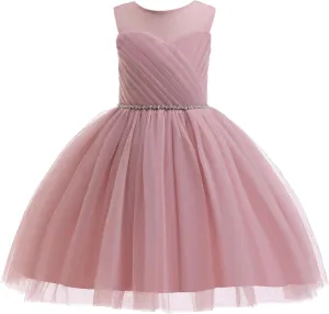 Glamulice Flower Girls Vintage Rhinestones Tulle Tutu Dress A Line Little/Big Girl Wedding Birthday Formal Party Dresses