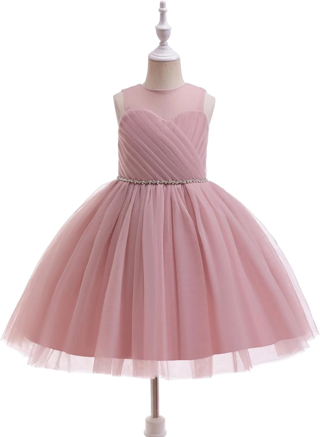 Glamulice Flower Girls Vintage Rhinestones Tulle Tutu Dress A Line Little/Big Girl Wedding Birthday Formal Party Dresses