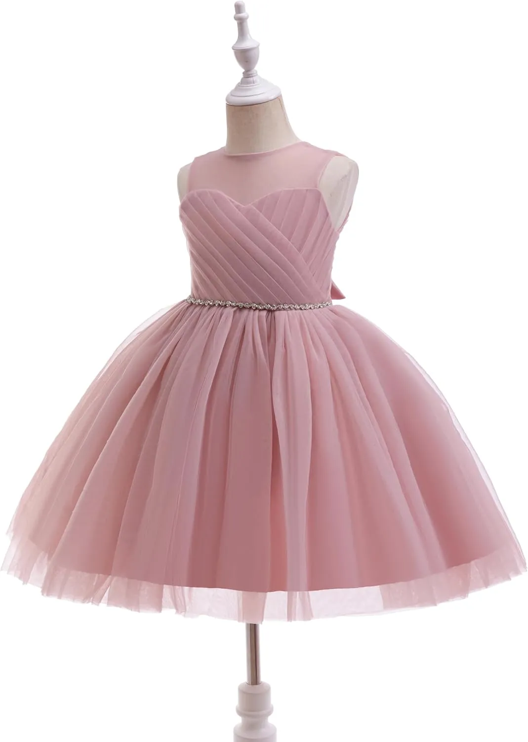 Glamulice Flower Girls Vintage Rhinestones Tulle Tutu Dress A Line Little/Big Girl Wedding Birthday Formal Party Dresses
