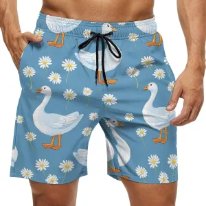 Goose Print Men's Swim Trunks Quick Dry Board Shorts Breathable Summer Beach Shorts Bathing Suits