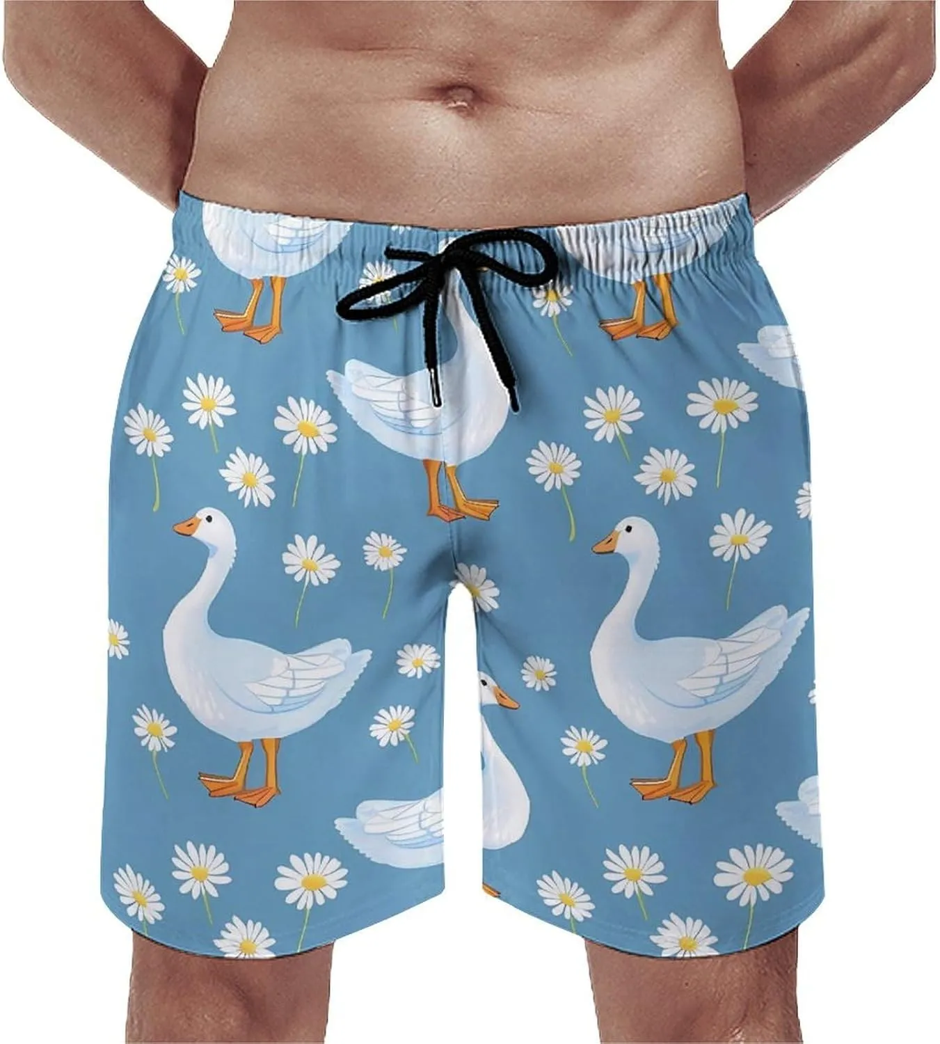 Goose Print Men's Swim Trunks Quick Dry Board Shorts Breathable Summer Beach Shorts Bathing Suits