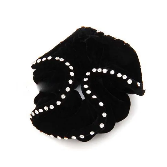 Hamag Black Velvet Hair Scrunchie with Crystals