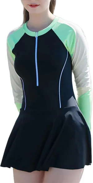 Happy Cherry Girls Short Sleeve Swimsuit Front Zip Sun Protection Bathing Suit Surfing Swimming Suit