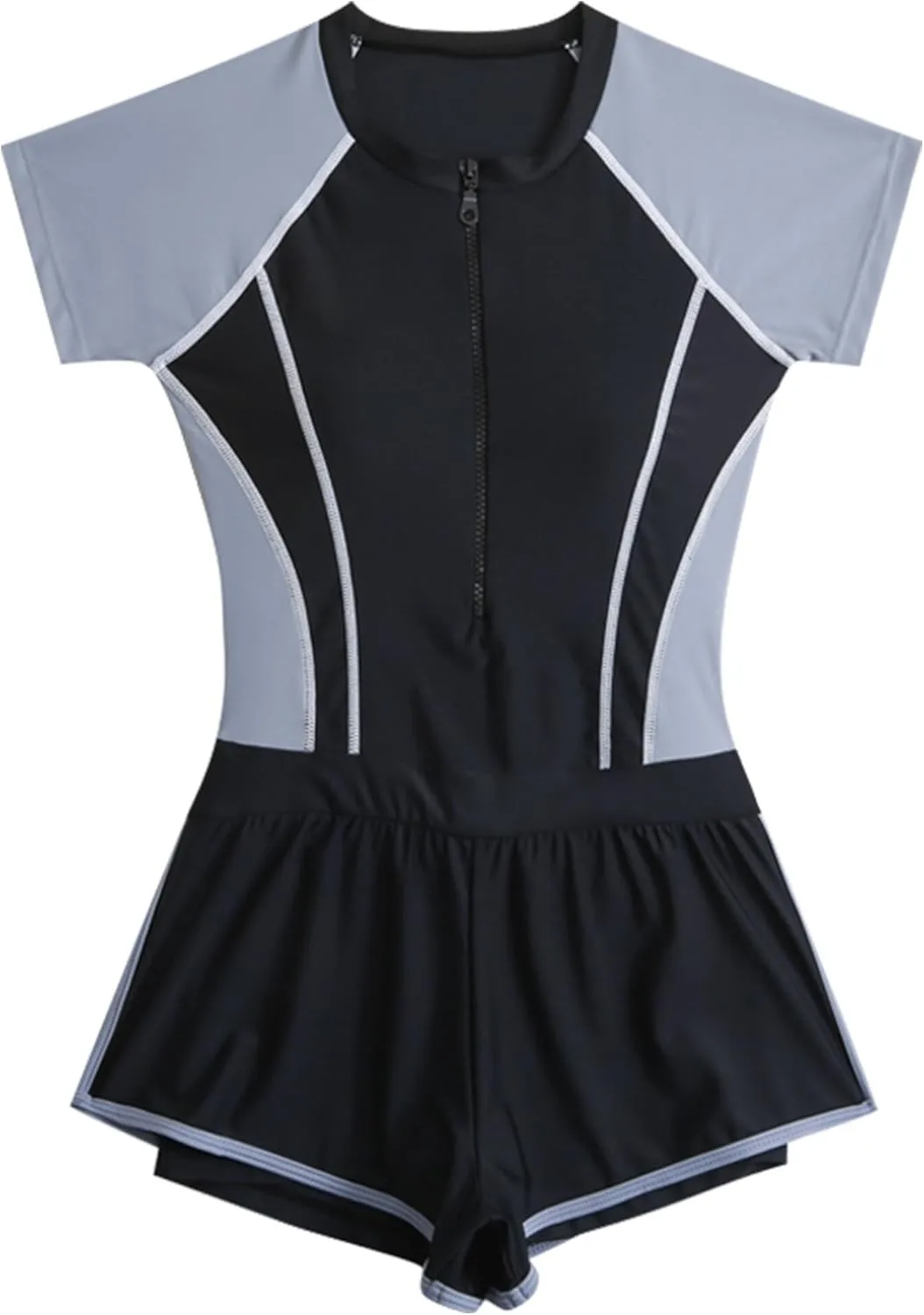 Happy Cherry Girls Short Sleeve Swimsuit Front Zip Sun Protection Bathing Suit Surfing Swimming Suit