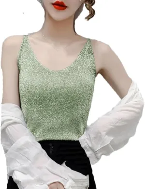 Hgvcfcv Women Thin V-Neck Elastics Tanks Elegant Base Shirt Knitted Camisole Tops