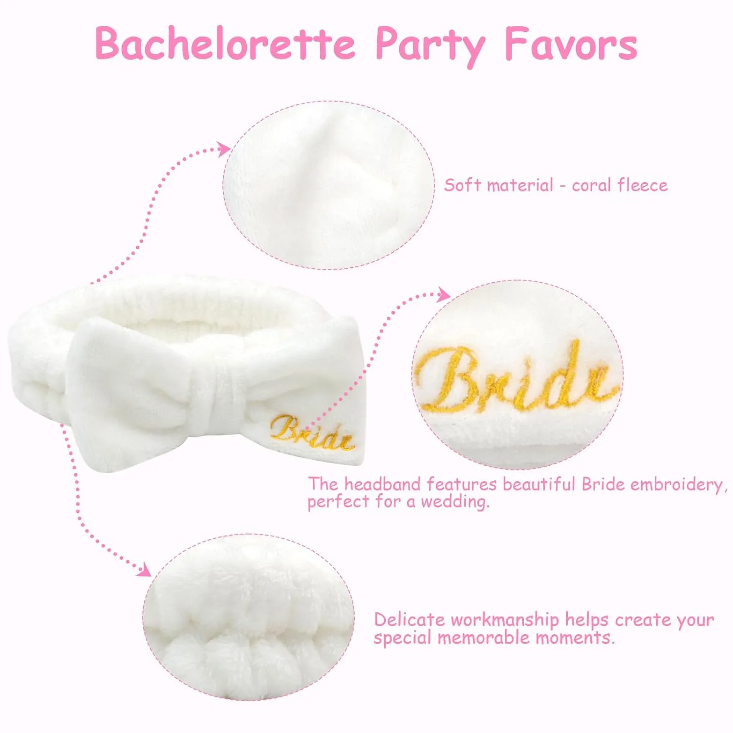 Jaciya Bachelorette Party Favors Pink Spa Bridesmaid Headband 8 Packs Bride Makeup Headband Bridal Shower Gifts