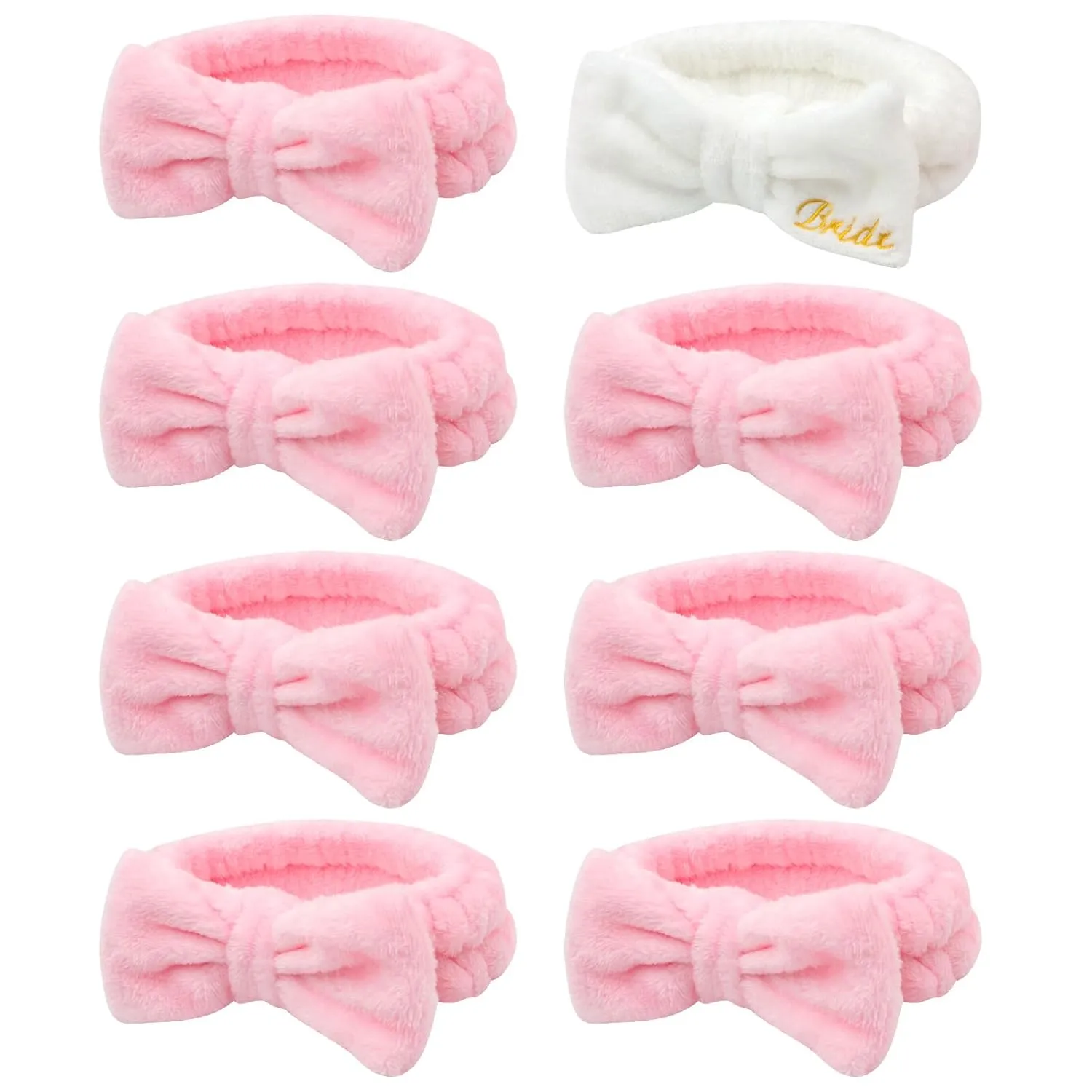 Jaciya Bachelorette Party Favors Pink Spa Bridesmaid Headband 8 Packs Bride Makeup Headband Bridal Shower Gifts
