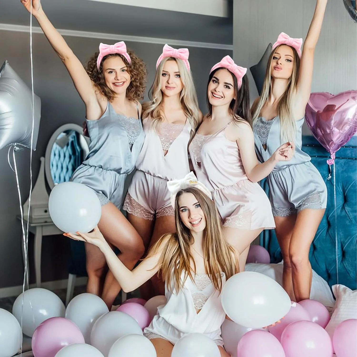 Jaciya Bachelorette Party Favors Pink Spa Bridesmaid Headband 8 Packs Bride Makeup Headband Bridal Shower Gifts