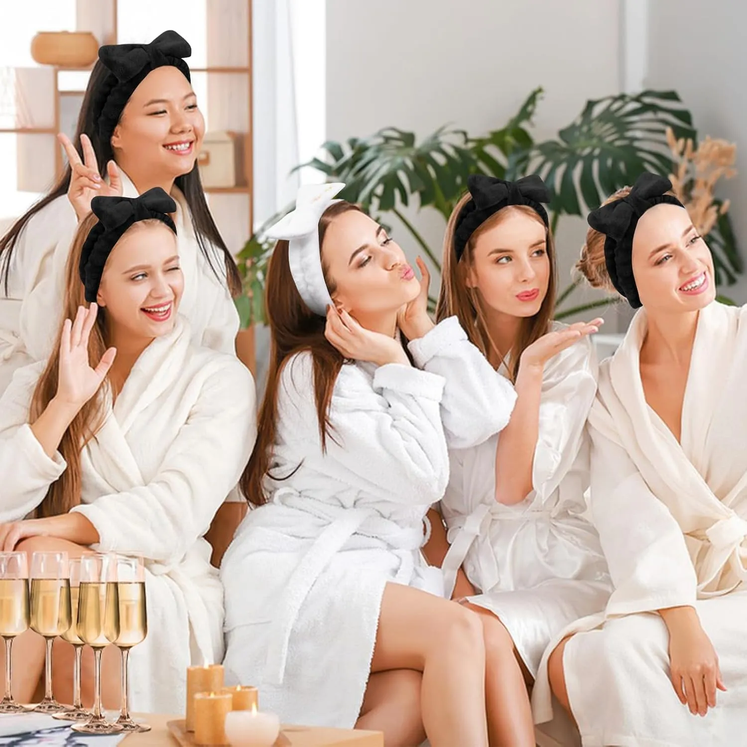 Jaciya Bachelorette Party Favors Spa Makeup Headband 8 Packs Bride Bridesmaid Headband Bridal Shower Gifts Wedding Hair Accessories(White,Black)