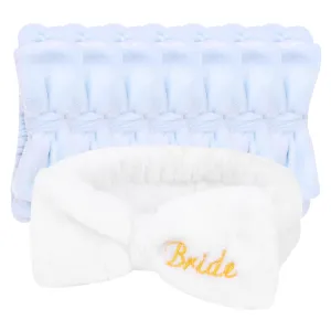 Jaciya Bachelorette Party Favors Spa Makeup Headband 8 Packs Bride Bridesmaid Headband Bridal Shower Gifts Wedding Hair Accessories(White,Blue)
