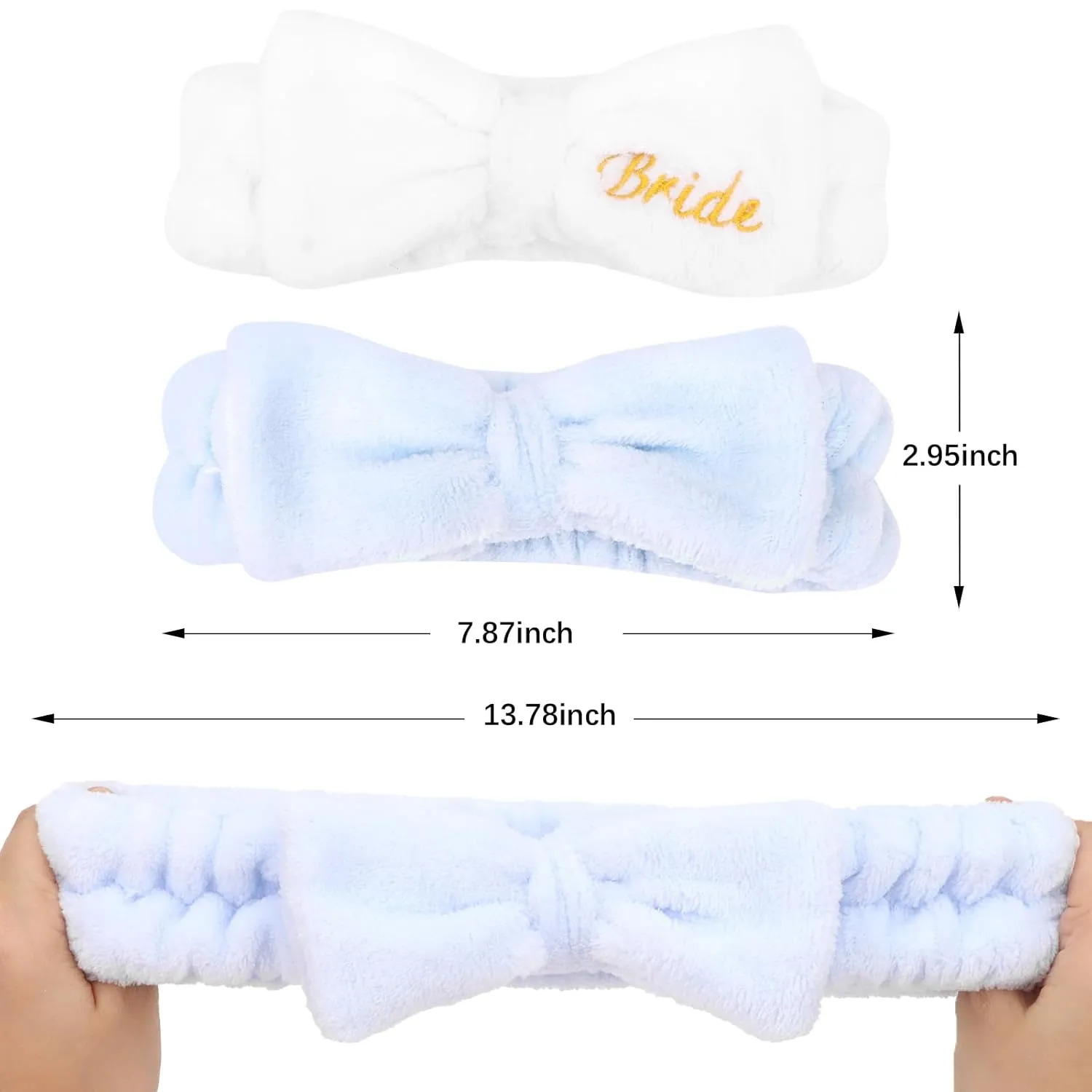 Jaciya Bachelorette Party Favors Spa Makeup Headband 8 Packs Bride Bridesmaid Headband Bridal Shower Gifts Wedding Hair Accessories(White,Blue)