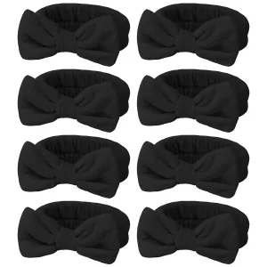 Jaciya Spa Makeup Headband - 8 Pack Skincare Headbands for Washing Face - Spa Gifts for Women - Party Favors (Black)