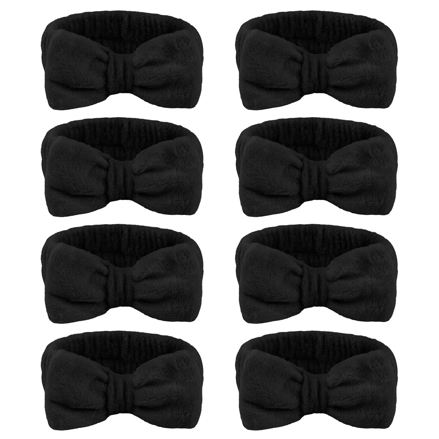 Jaciya Spa Makeup Headband - 8 Pack Skincare Headbands for Washing Face - Spa Gifts for Women - Party Favors (Black)