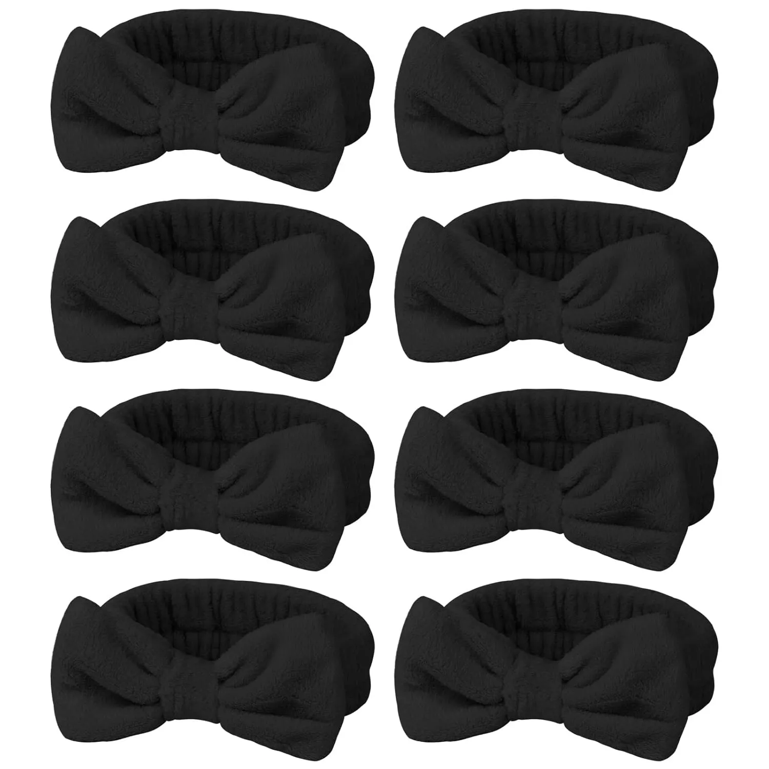 Jaciya Spa Makeup Headband - 8 Pack Skincare Headbands for Washing Face - Spa Gifts for Women - Party Favors (Black)