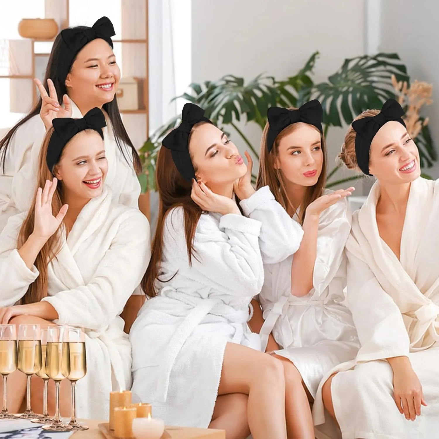 Jaciya Spa Makeup Headband - 8 Pack Skincare Headbands for Washing Face - Spa Gifts for Women - Party Favors (Black)