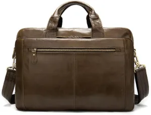 JSEIAJB Vintage Leather Bag Business Handbag Men's shoulder Briefcase Computer Bag