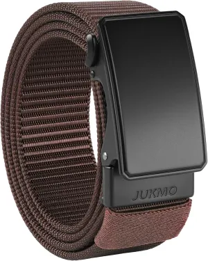 JUKMO Men's 1.5" Nylon Ratchet Belt, Casual Web Click Belt with Slide Buckle for Jeans, No Holes Adjustable Trim to Fit