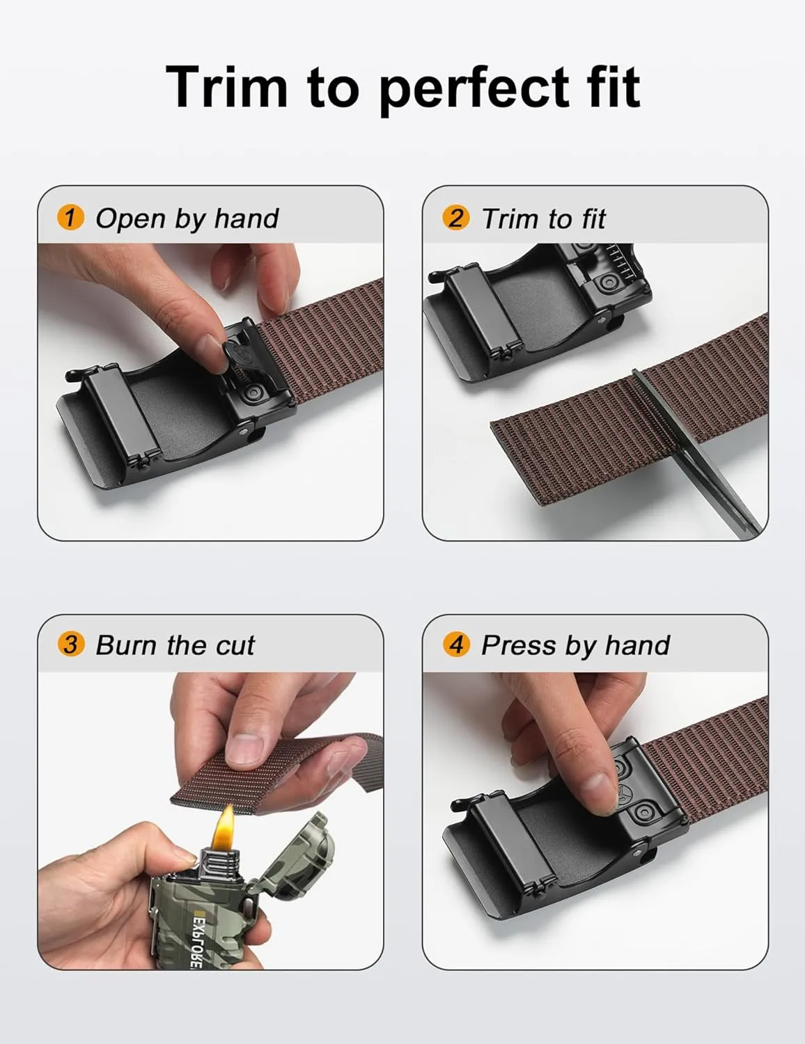 JUKMO Men's 1.5" Nylon Ratchet Belt, Casual Web Click Belt with Slide Buckle for Jeans, No Holes Adjustable Trim to Fit