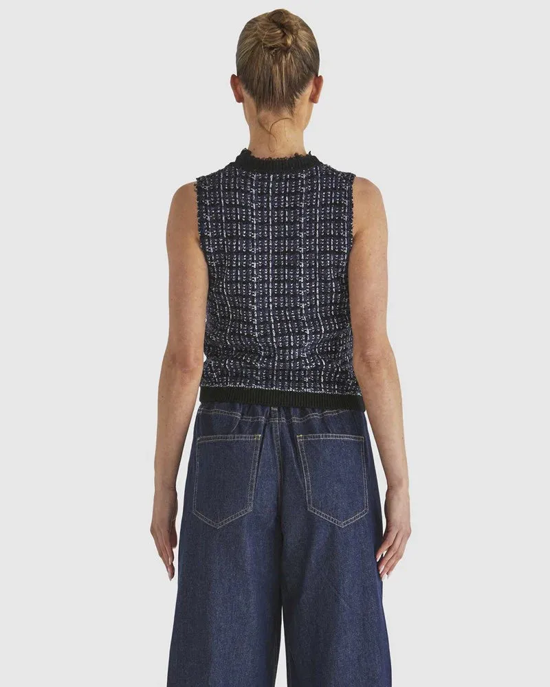 Kinetic Knit Top - Navy Boucle