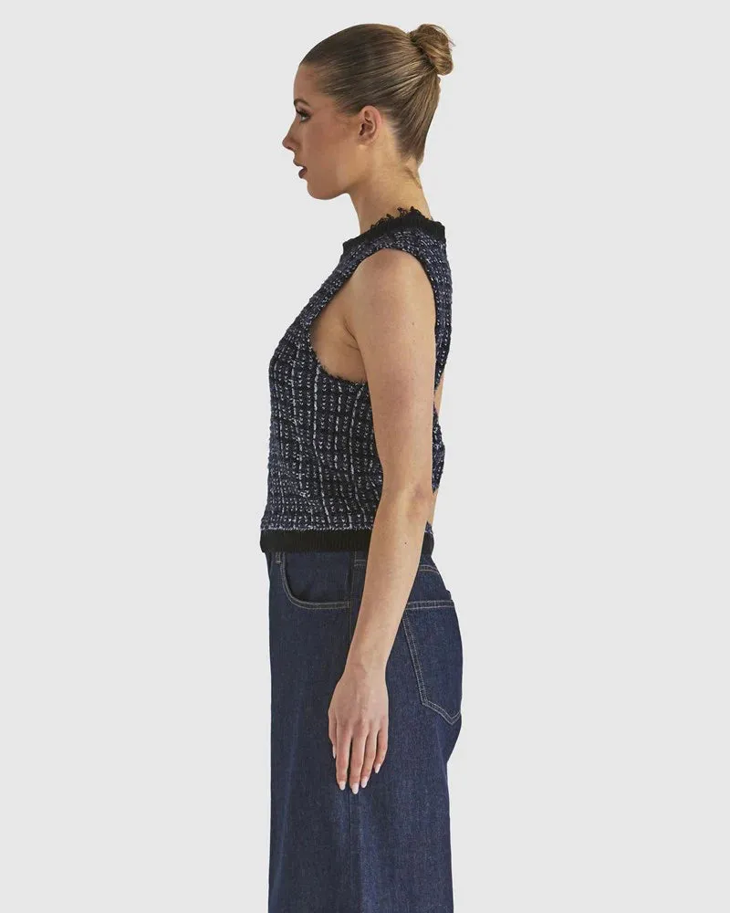Kinetic Knit Top - Navy Boucle