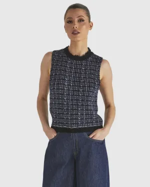 Kinetic Knit Top - Navy Boucle